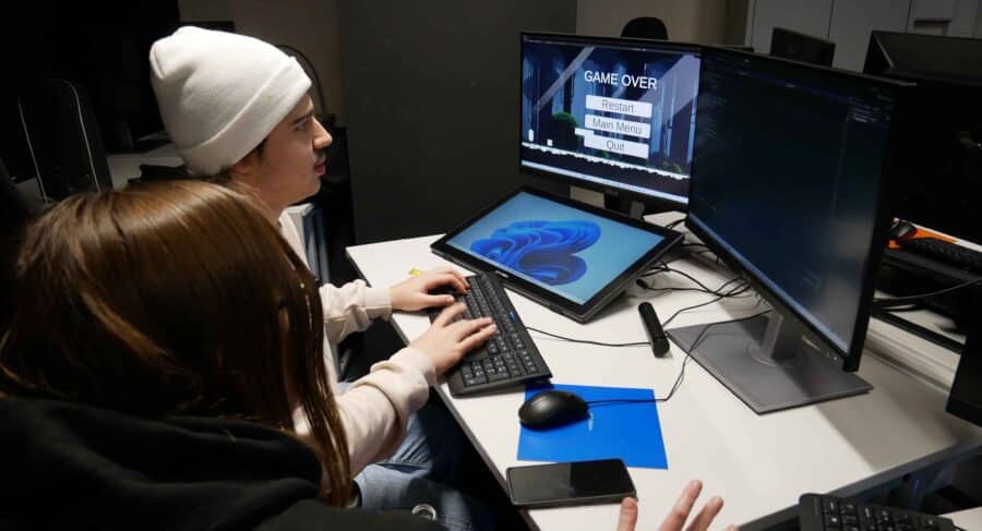 MetStudios undergrad students designing a game